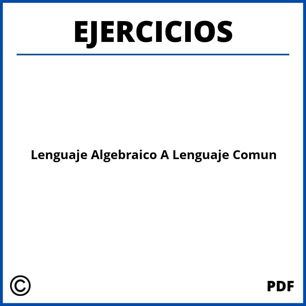 Ejercicios De Lenguaje Algebraico A Lenguaje Comun Resueltos