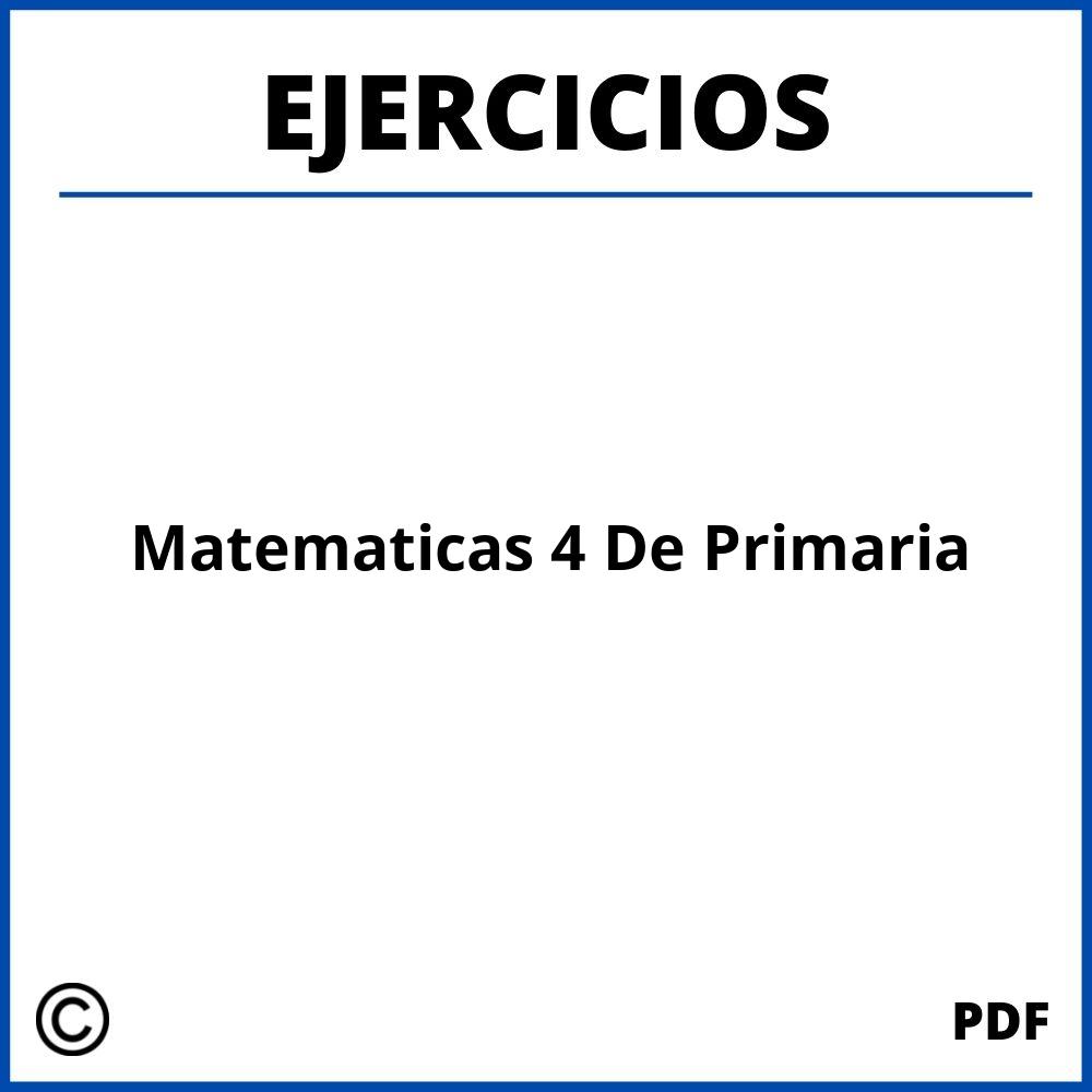 Ejercicios De Matemáticas 4 De Primaria