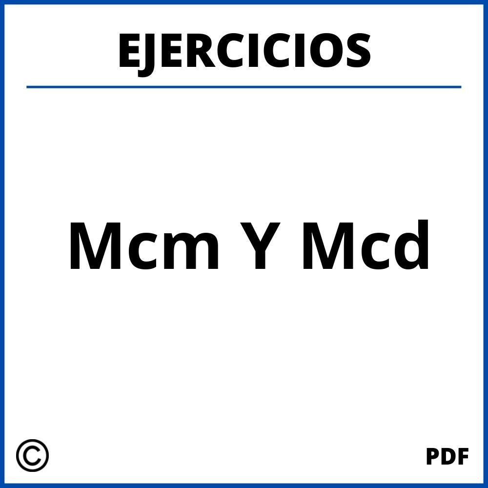 Ejercicios De Mcm Y Mcd